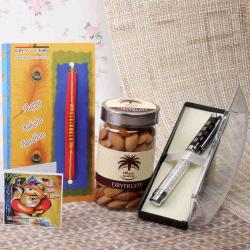Almonds with Designer Pen and Rakhi