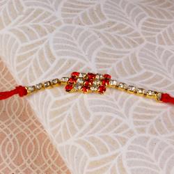 Beautifully arrange Red & White Stone Studded Rakhi Thread