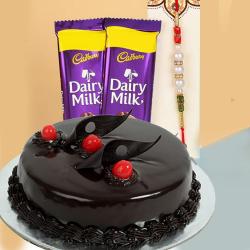 Chocolate Cake with Rakhi and Dairy Milk Chocolate