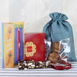 Delicious Sweets and Fig Dry Fruit with Stylish Rakhi