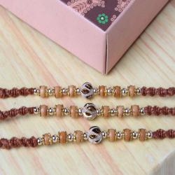 Enchanting Trio Wooden Beads Rakhi Sets