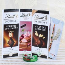 Lindt Chocolate Bar Combo with Zardosi Rakhi
