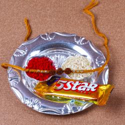 Micro Silver Shiny Rakhi Thali for Raksha Bandhan