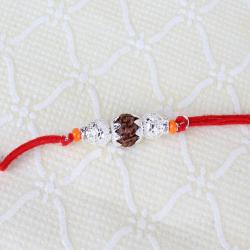 Silver Shiny Rudraksha Rakhi
