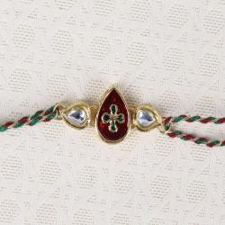 Teardrop Shape Kundan Rakhi
