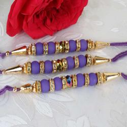 Three Shiny Crystal Bead with Colorful Beads Rakhi