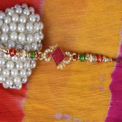 Tiny Pearl and Stone Sphere Kundan Rakhi