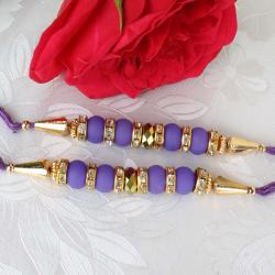 Two Shiny Crystal and Colorful Beads Rakhi