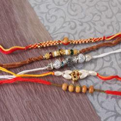 Unique Collection Set of Five Beads Rakhi